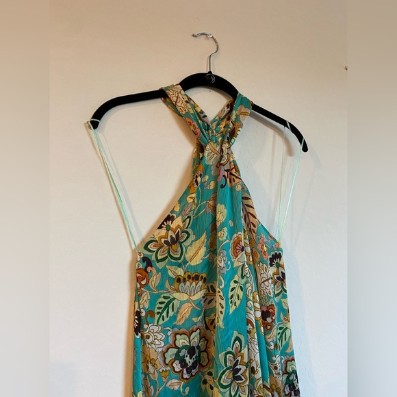 Ara Teal Floral Backless Dress - Picture 3 of 10